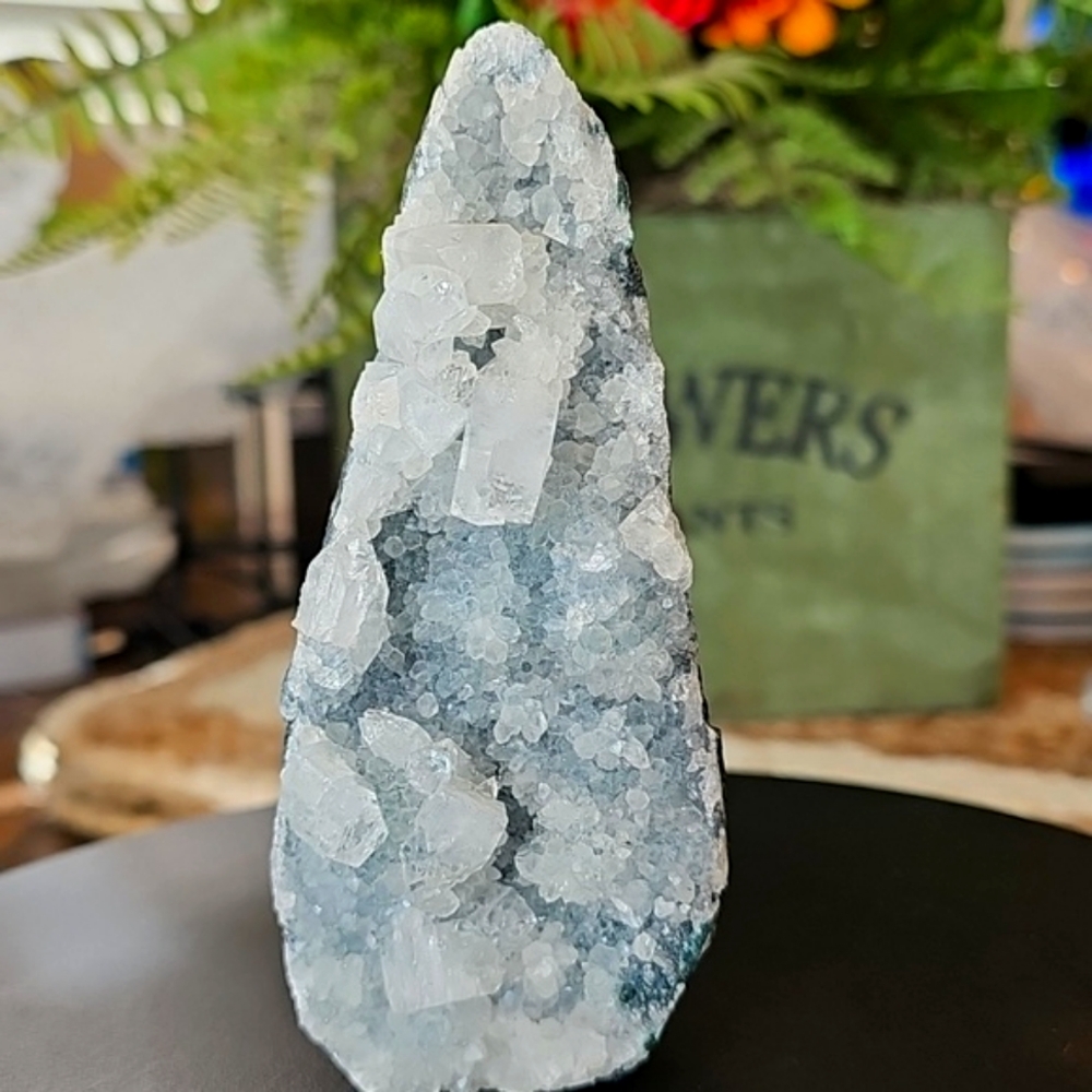 APOPHYLLITE and CHALCEDONY CLEAR TOWER super sparkle!! 5 inches tall